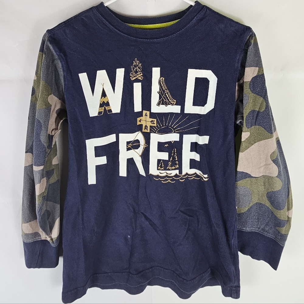 Gymboree Camo Sleeves T-Shirt Top Size 12 Gorpcore Casual Loungewear Streerwear